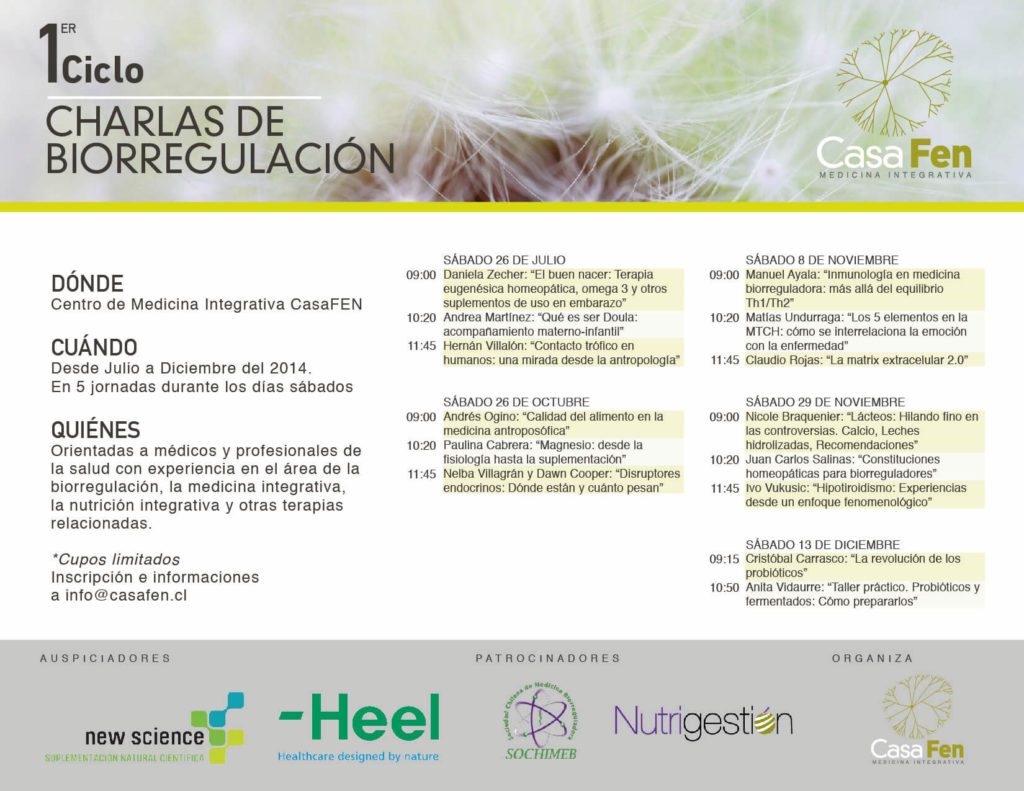 Primer Ciclo de Charlas de Biorregulación en CasaFen - poster design by Daniela Boudeguer