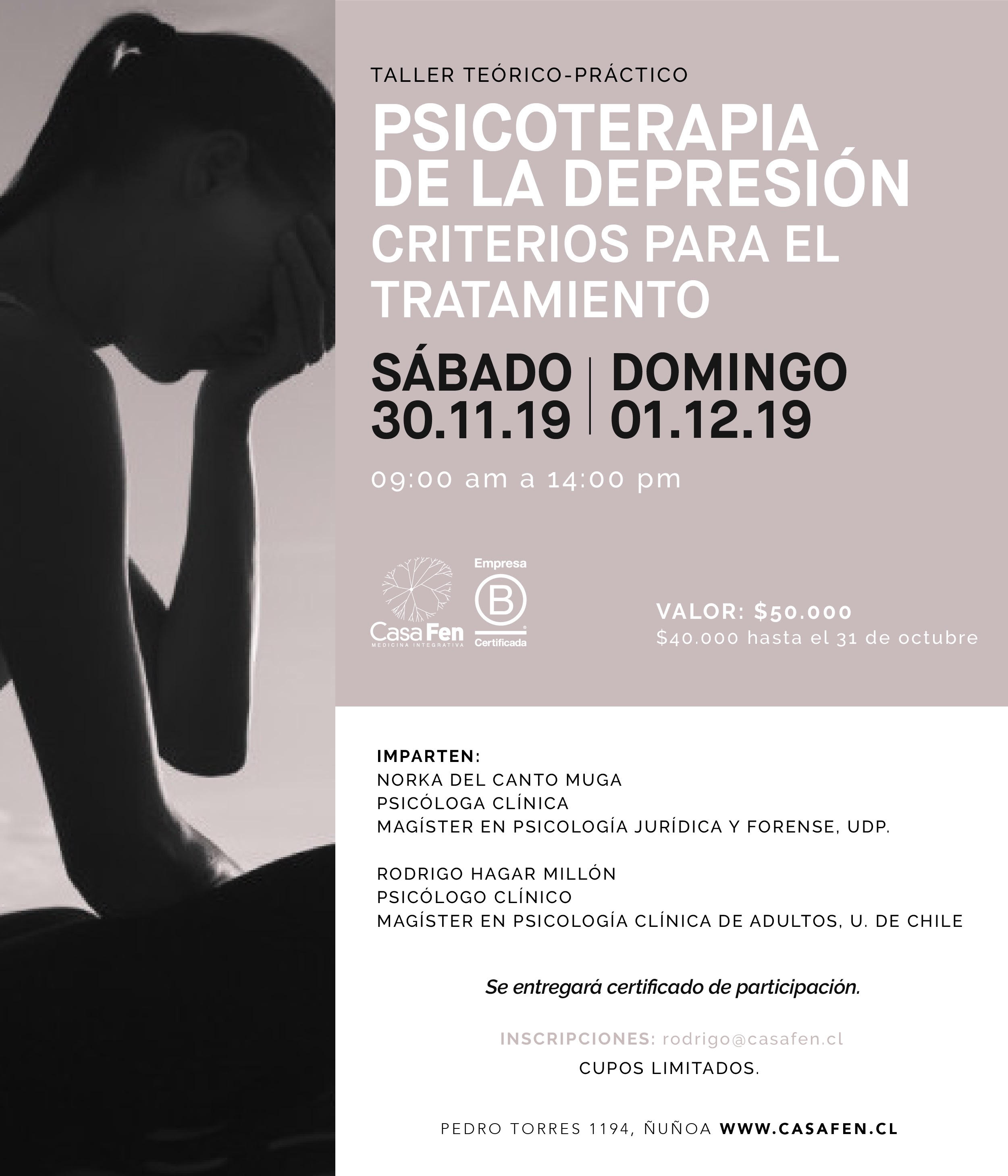 taller psicoterapia de la depresión - CasaFen nov2019