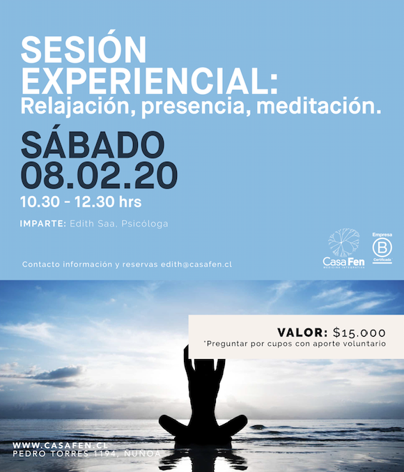 Sesion experiencial Relajación, presencia, meditacion CasaFen