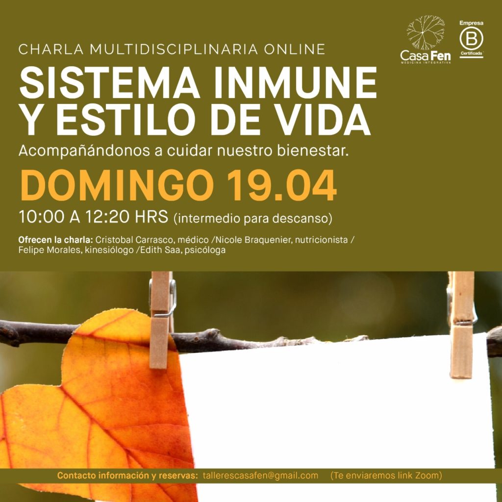 Charla online sistema inmune y estilo de vida - CasaFen